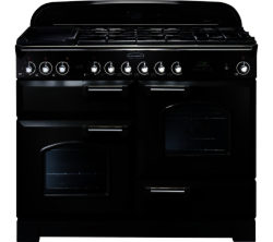 RANGEMASTER  Classic Deluxe 110 Dual Fuel Range Cooker - Black & Chrome